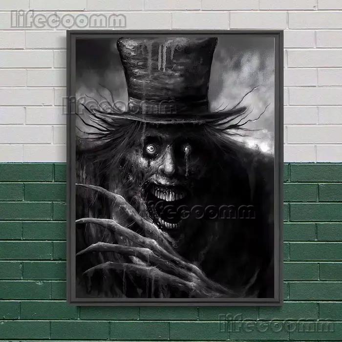 Toile d'art mural sans cadre, peinture de fantôme blanc dans la nuit, affiche d'art et décoration de