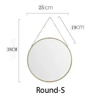 Miroirs décoratifs de maquillage, miroir mural suspendu Hexagonal rond en laiton doré, Style nordiqu