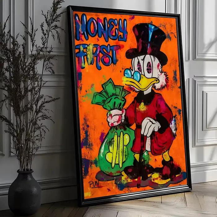 Affiche d'art Graffiti Disney Donald Duck, décoration murale autocollante HD, décoration de chambre,