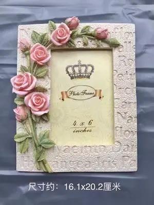 Cadre photo en résine rose en relief, série de fleurs européennes, décoration de la maison