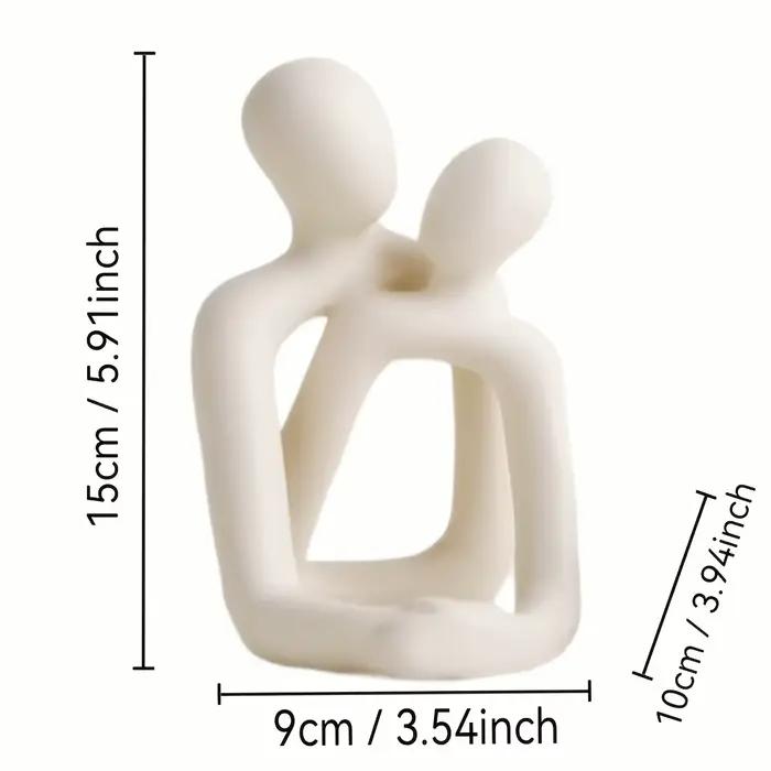 Sculpture abstraite de couple s'embrassant, figurine en résine minimaliste moderne, effet lumineux c