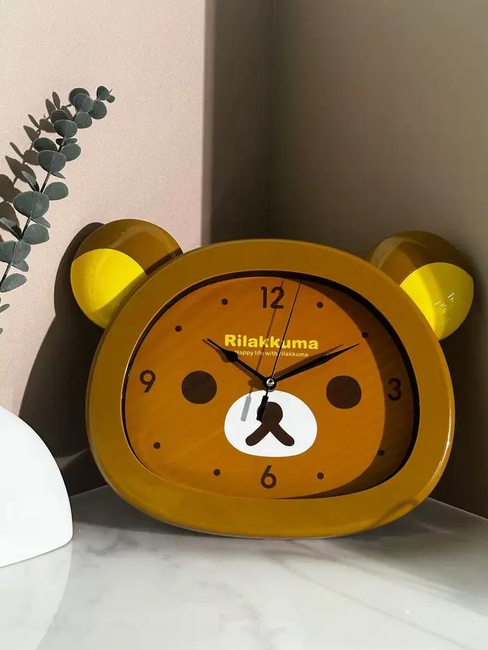 Horloge Murale à Quartz de Dessin Animé Rilakkumas Ours, Grande, Mignonne, Secondes Muettes, Décorat
