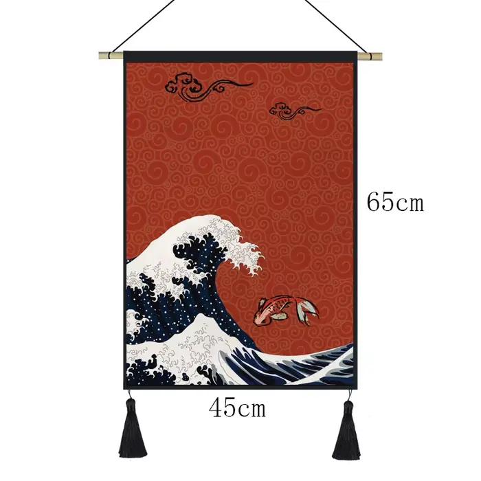 Peinture sur toile japonaise Ukiyo Great Wave Scroll Art, peinture pour salon, image murale, décorat
