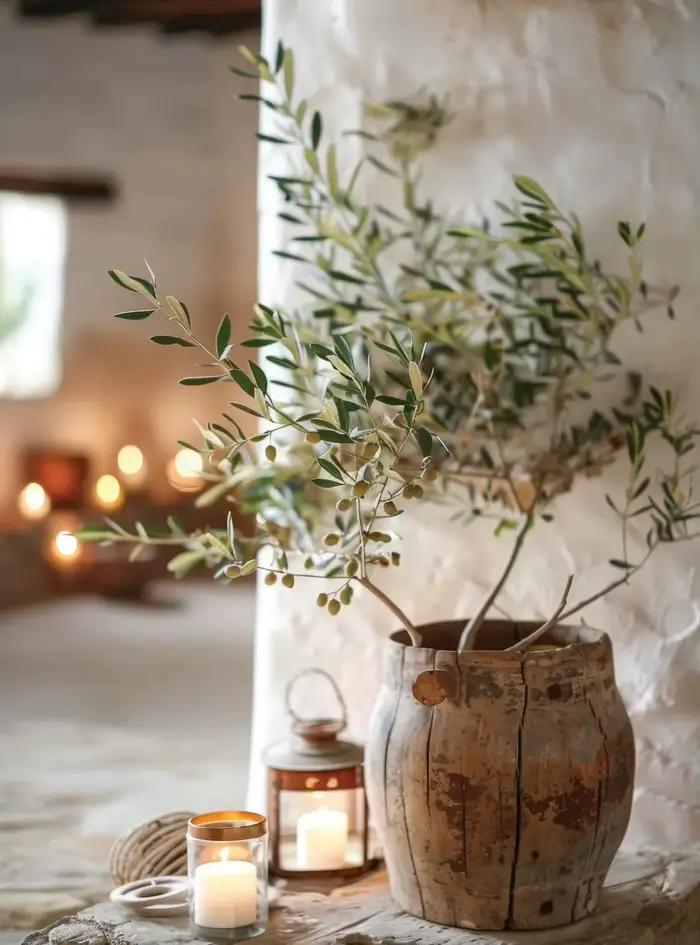 Peinture sur toile avec Branches d'olivier, italie scandinave, feuilles, Architecture, affiches d'ar