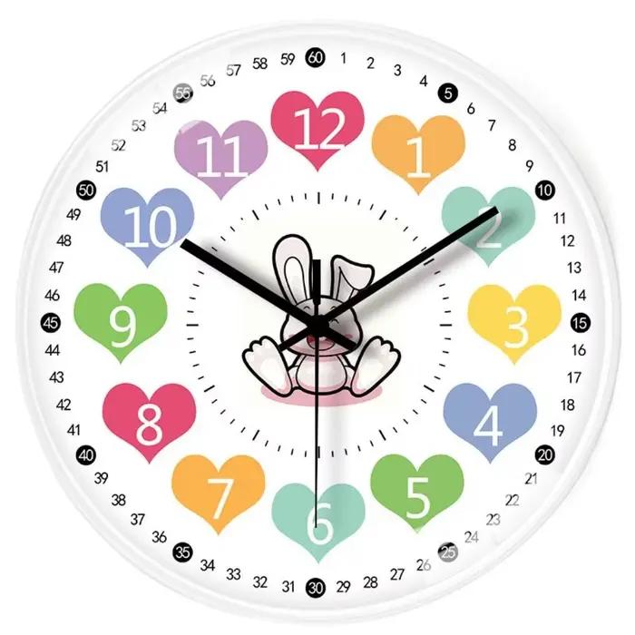 Horloge murale silencieuse sans tic-tac, horloge d'apprentissage simple sans perçage, horloge électr