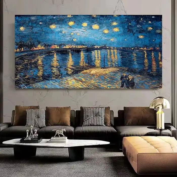 Peinture à l'huile de nuit étoilée Van Gogh, affiches et imprimés sur toile, images d'art impression