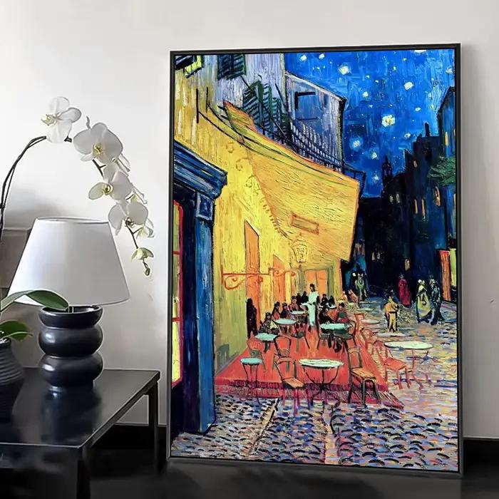 Van Gogh café terrasse la nuit peinture calligraphie toile affiche mur Art intérieur couloir décorat