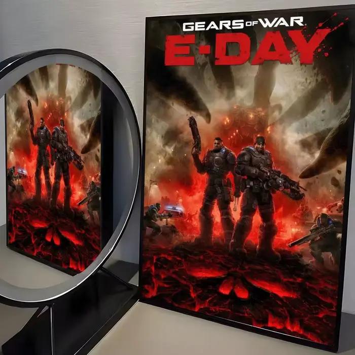 Affiche Game G-Gears of War E-Day, décoration moderne et esthétique, cool et de qualité supérieure p