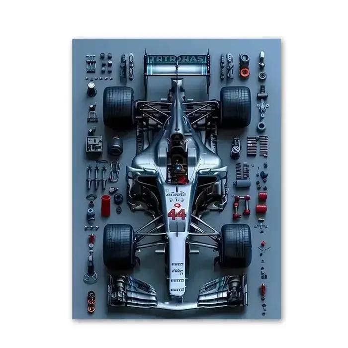 Art mural de la série F1 Racing – Affiche imprimée sur toile HD pour les passionnés de voitures, par