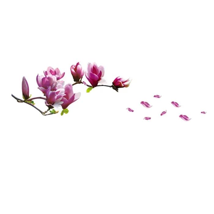 Autocollant mural romantique fleur de Magnolia, adhésif amovible, décor de fond de salon et chambre