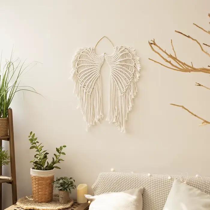 Ailes d'ange macramé tenture murale capteur de rêves Boho décoration murale à la main bohème décor à