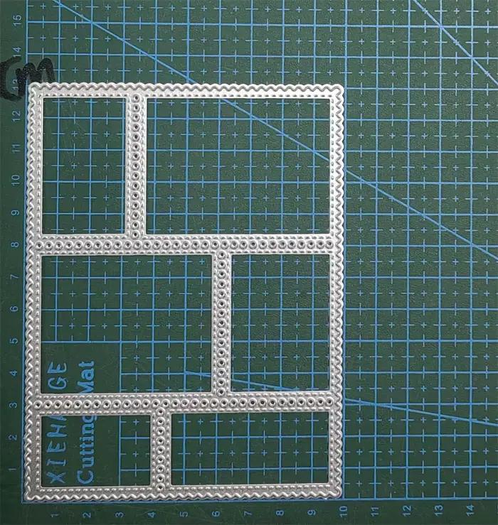 Décoration de cadre rectangulaire, matrices de découpe en métal, galets de bricolage, scrapbooking,