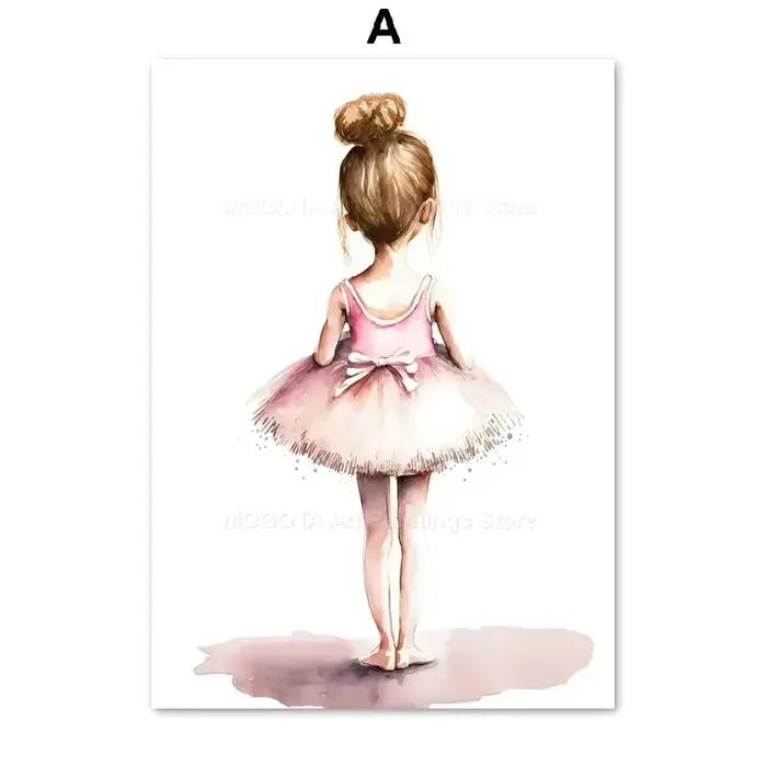 Ballerine Alphabet numéro chaussures robe couronne papillon pépinière mur Art toile peinture affiche