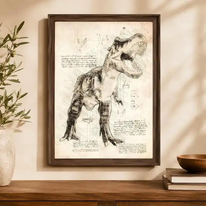Affiche autocollante de la série dinosaures R-Retro, impression d'art mural, décoration moderne pour