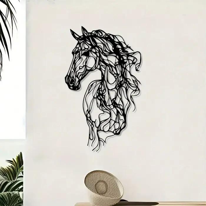 Décoration murale en métal en forme de cheval, art mural en fer résistant aux intempéries pour jardi