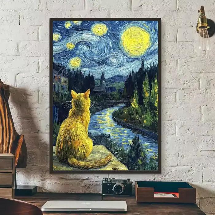 Peintures célèbres Vincent Willem van Gogh affiche HD art mur collant étanche maison salon chambre b