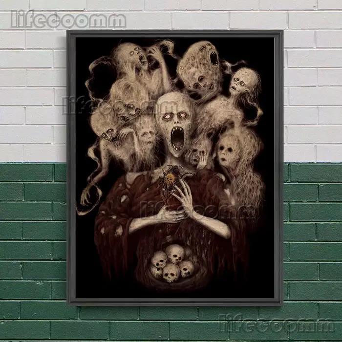 Toile d'art mural Vintage de rêves de cimetaire, peinture de rêves sur les démons, rétro, horreur, d