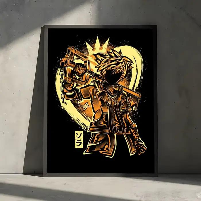 K-Kingdom Hearts – peinture calligraphique sur toile de coton, affiche d'art mural, peinture décorat