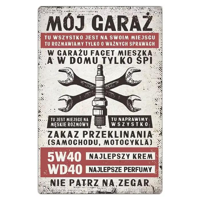 Affiche en métal vintage bonne année - "Moj Garaz Swieca Lvk", art mural classique en fer avec clés
