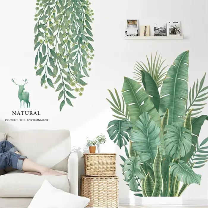 Feuilles vertes Stickers muraux pour la maison salon décoratif vinyle Sticker plantes tropicales bri