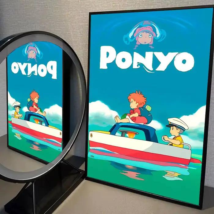 P-ponyo sur la falaise au bord de la mer affiche imprimée A5 A4 A3 A2 décor d'art mural pour chambre