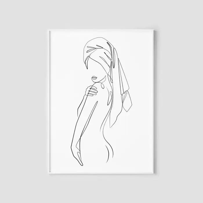 Art mural minimaliste scandinave pour femme, peinture à ligne unique, toile abstraite, imprimés d'af