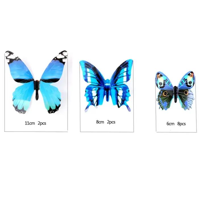 Autocollant mural créatif papillon lumineux 3D, 12 pièces, à la mode, pour bricolage, Art mural mode