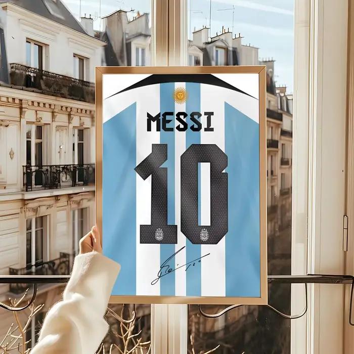 Peinture sur toile de calligraphie de la star du football Lionel Messi, art pour la chambre à couche