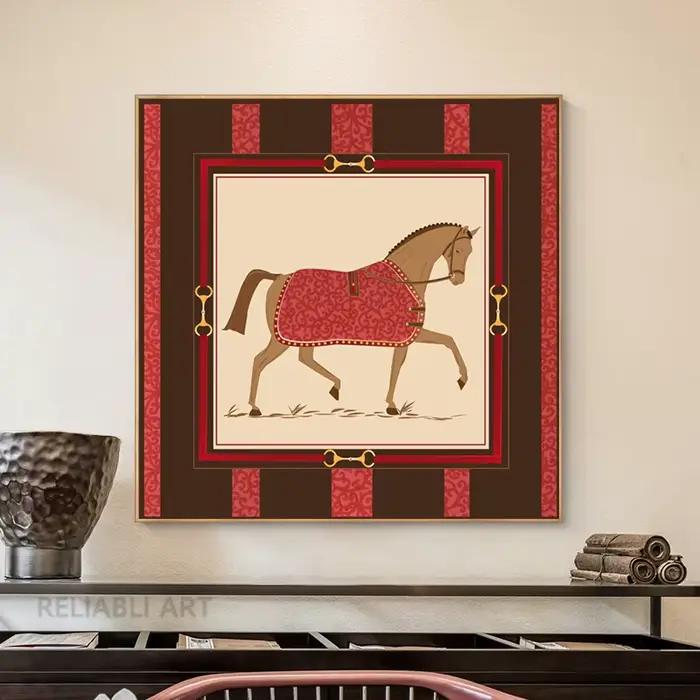 Peinture sur toile de cheval de cour abstraite moderne, art mural, affiches d'animaux de luxe, impre