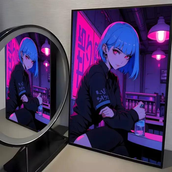 Poster artistique cool Cyberpunk Girl, toile HD, impression esthétique avancée, papier d'impression,