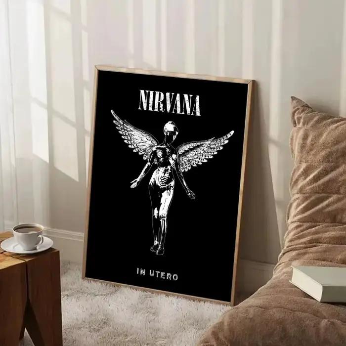 Affiche murale de groupe de rock N-Nirvana, peinture murale artistique pour salon, décoration de la
