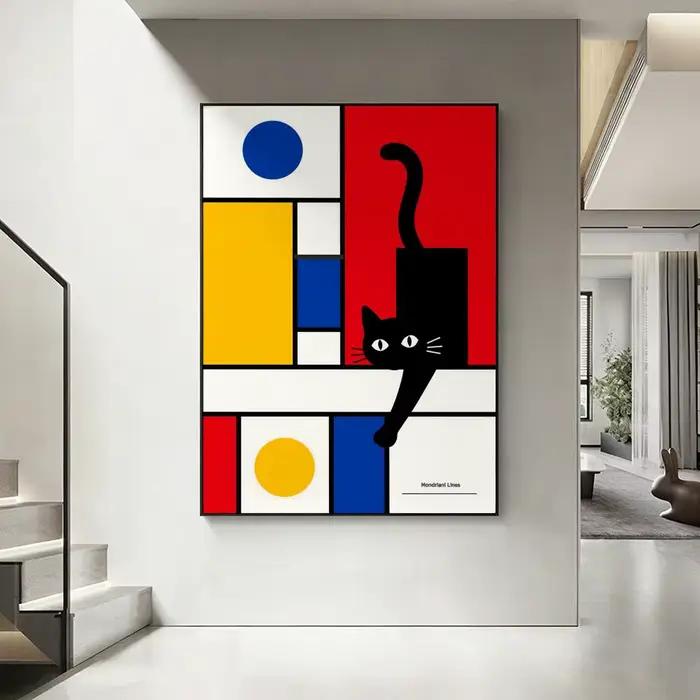 Affiche de l'artiste Piet Mondrian, art HD, imperméable, autocollant mural, décoration esthétique po