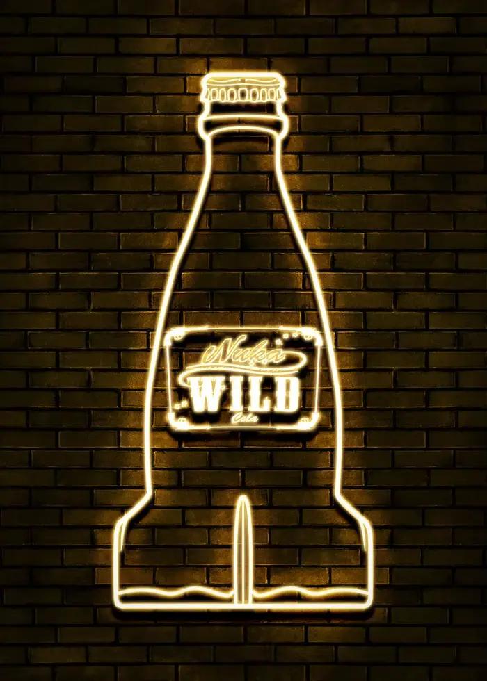 Nuka Cola Bottle Neon Light Printing Canvas Painting, Wall Art, Picture, Living Room, Game Room, Bed