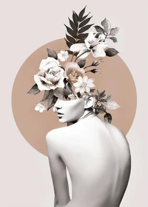 Art Abstrait moderne Peinture Sur Toile Fleurs Femme Art Mural Affiches Mur Photo pour Salon Maison