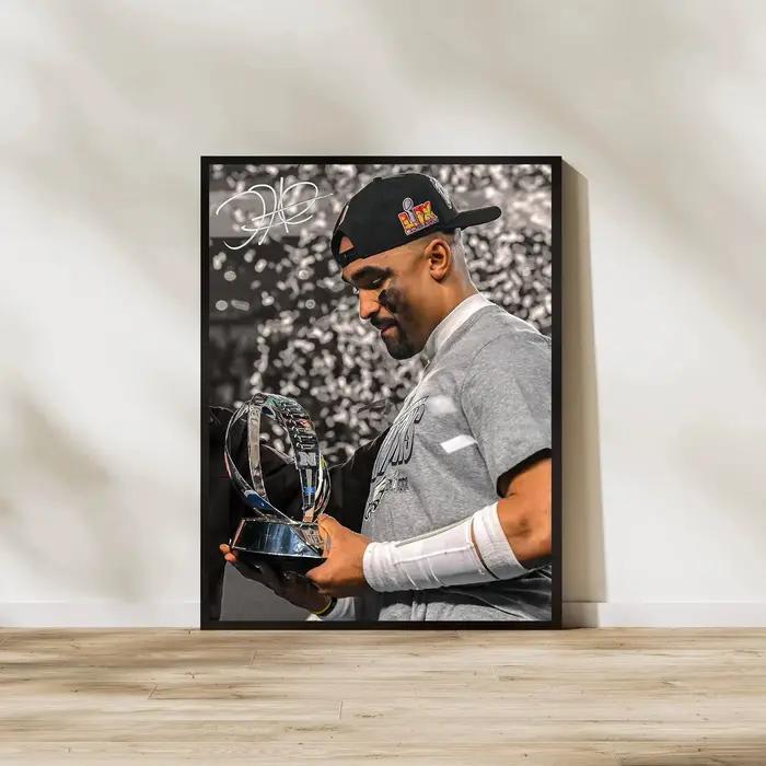 Peinture sur toile signée de joueur de Rugby des géants de New York
