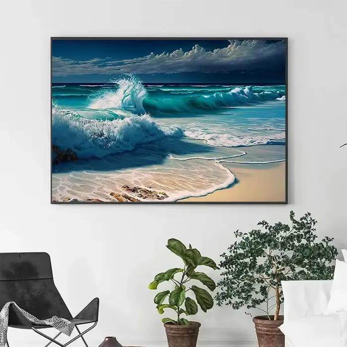 Toile de peinture de paysage marin de plage