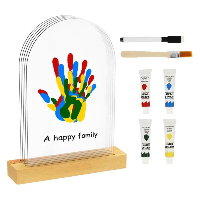 Kit d'empreintes de mains familial créatif, bricolage, décoratif personnalisé pour bébé animal de compagnie, cadre Photo, ornements de bureau, cadeau de noël en famille