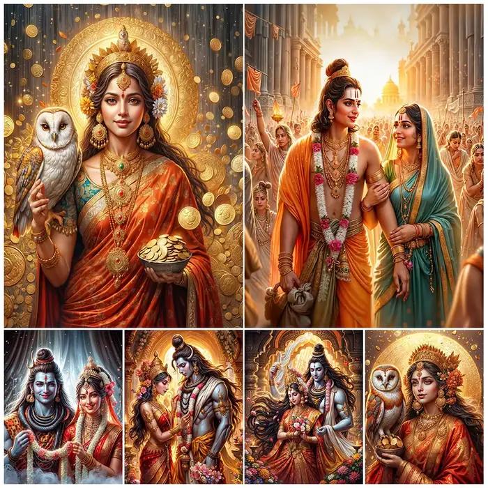 Parvati Sati Shiva affiches de mythologie hindoue images murales pour salon affiche de dessin animé mur Art toile peinture sans cadre