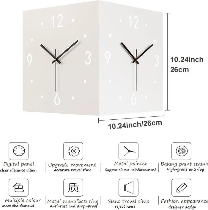 Horloge murale d'angle double face