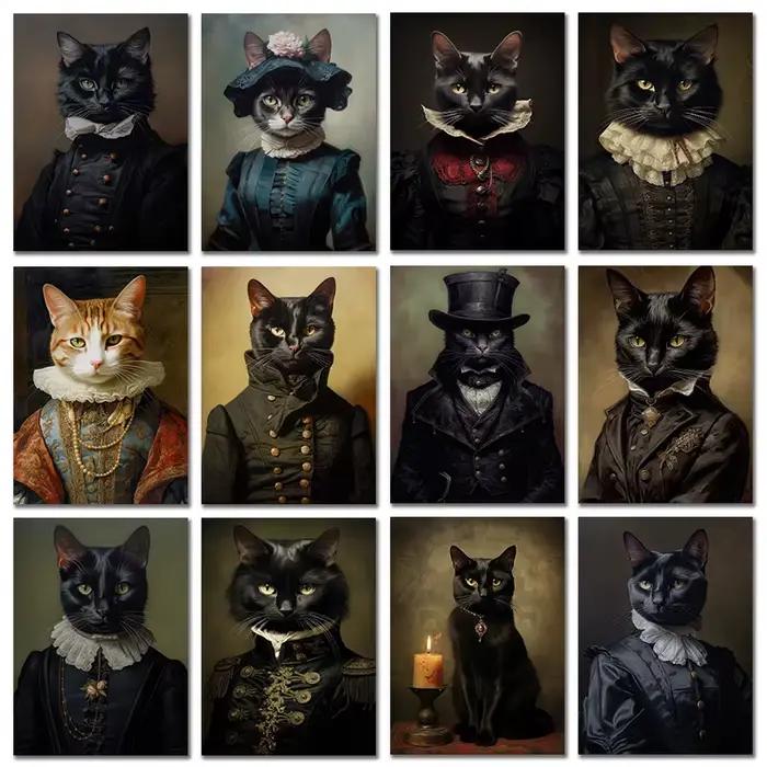 Portrait de chat de la Renaissance Vintage