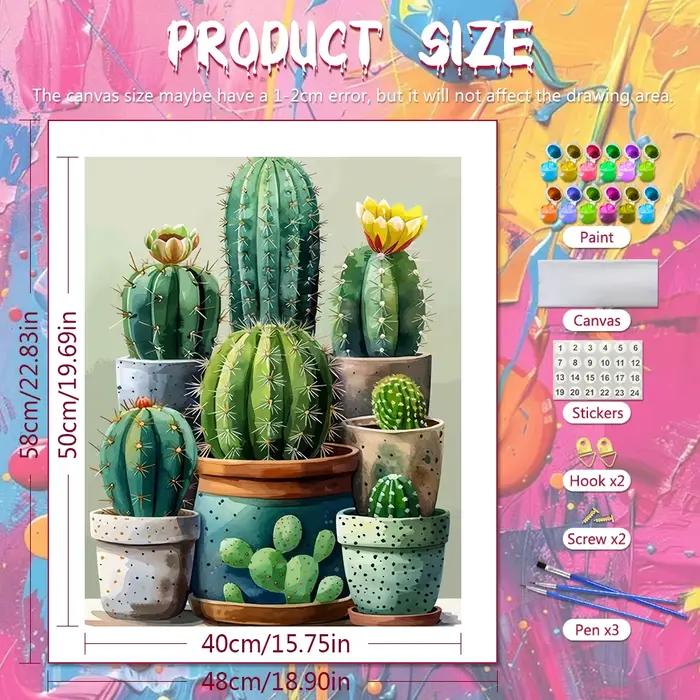 Bricolage peint à la main toile peinture Cactus numérique