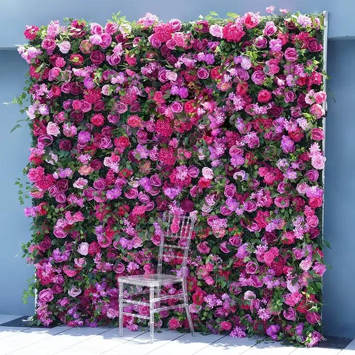 Mur de fleurs en tissu enroulable