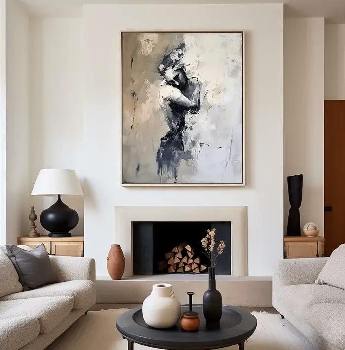Peinture à l'huile abstraite peinte à la main pour femme