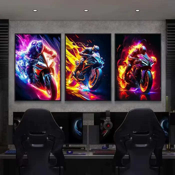 Affiches de motocycliste modernes, Punk Girl, course de moto, peinture sur toile imprimée, images d'art murales pour chambre, décoration de maison, Cuadro