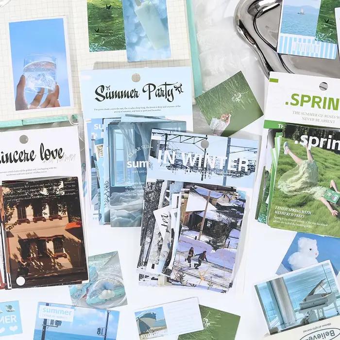 50 feuilles d'autocollants paysages quatre saisons