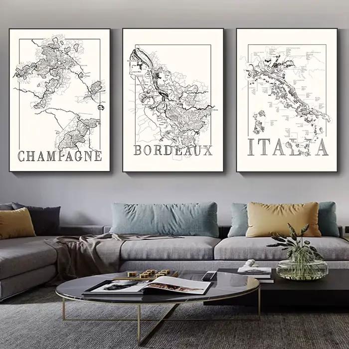 Carte de champagne rétro noir et blanc