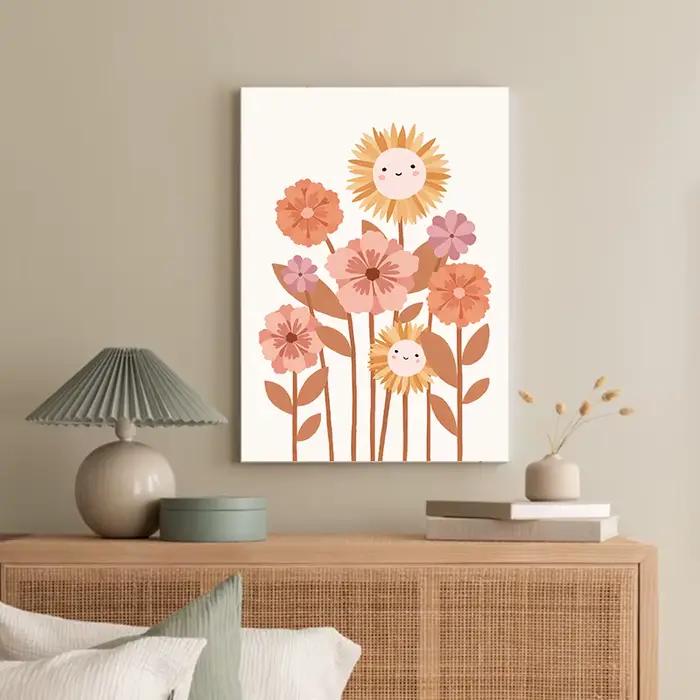 Affiche colorée arc-en-ciel, soleil, nuage, fleur, imprimés, Style Boho, toile d'art mural, peinture pour enfant, décoration de chambre d'enfant et de fille