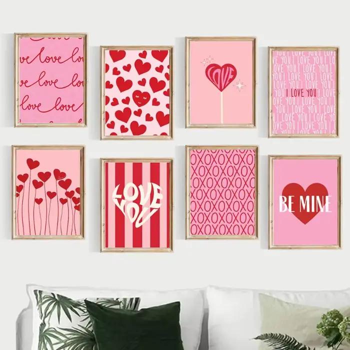 Affiches de cœur d'amour romantique rose pour la saint-valentin