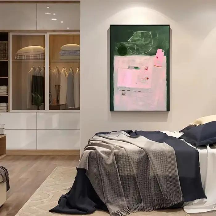 Affiches modernes abstraites vertes et roses