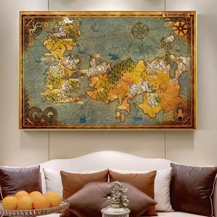 Thrones Game Dépannage et Essos Land Map Poster